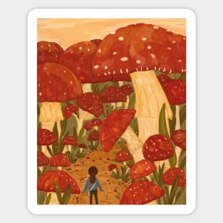 Red Mushroom Forest Sticker